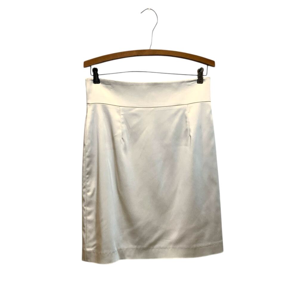 Women’s Antonio Melani Satin Knee Length Pencil Skirt Cream Ivory Size 4